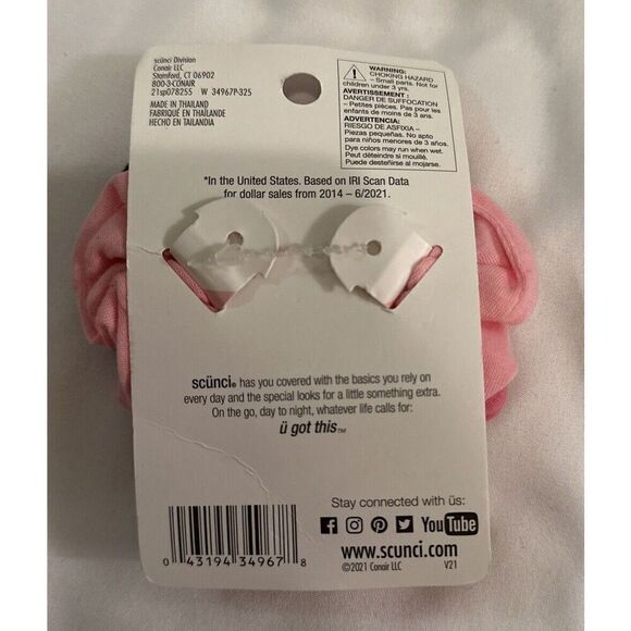 Scunci 3 Piece Assorted Pink Heart Scrunchie Set NEW - Picture 2 of 2